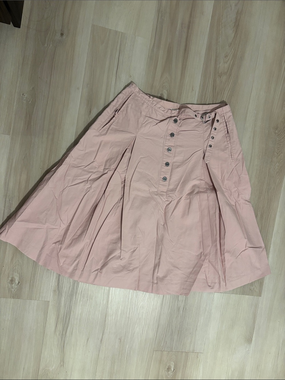 Full circle cargo midi baby pink cotton skirt size L/XL